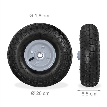 Artikelbild 2 für relaxdays Sackkarrenräder luftbereift schwarz, grau Stahl Felgen, Achse 1,6 cm, Artikelnummer 451961