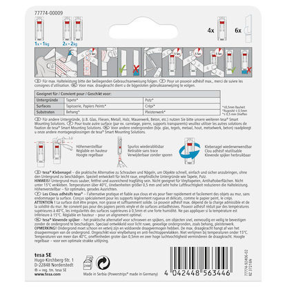 Artikelbild 2 für tesa Powerstrips Klebenägel für max. 1,0 kg, 2,4 x 6,4 cm, 4 St., Artikelnummer 750584