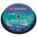 Artikelbild 1 für verbatim DVD-RW 4,7 GB wiederbeschreibbar, 10 St., Artikelnummer 331892