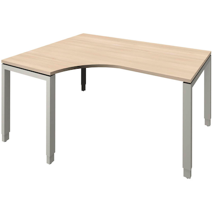 Artikelbild für fm Sidney höhenverstellbarer Schreibtisch akazie Bogenform, 4-Fuß-Gestell Quadratrohr silber 160,0 x 80,0 cm, Artikelnummer 136404