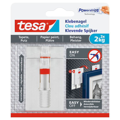 Artikelbild für tesa Powerstripes Klebenägel für max. 2,0 kg, 2,4 x 4,5 cm, 2 St., Artikelnummer 384071