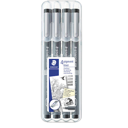 Artikelbild 2 für STAEDTLER pigment liner 308 Fineliner schwarz 0,1 + 0,3 + 0,5 + 0,7 mm, 4 St., Artikelnummer 533077