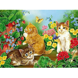 Artikelbild 1 für PRACHT® Creatives Diamond Painting Kätzchen in Blumenwiese mehrfarbig, Artikelnummer 226088