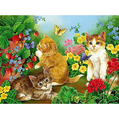 Artikelbild für PRACHT® Creatives Diamond Painting Kätzchen in Blumenwiese mehrfarbig, Artikelnummer 226088