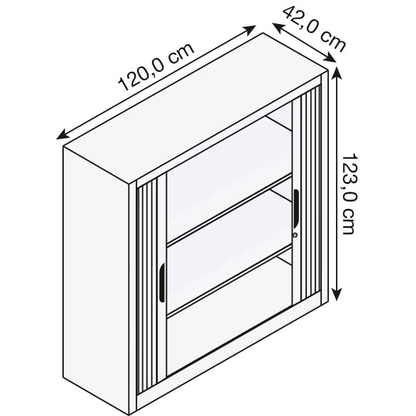 Artikelbild 2 für CP Omnispace Rollladenschrank silber 2 Fachböden 120,0 x 42,0 x 123,0 cm, Artikelnummer 412041