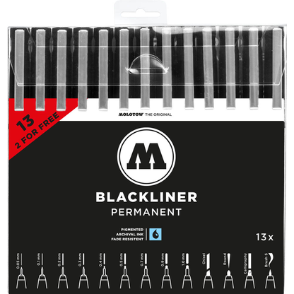 Artikelbild 2 für MOLOTOW Fineliner-Set schwarz, 13 Set, Artikelnummer 564902