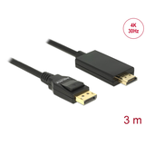 Artikelbild 1 für DeLOCK DisplayPort 1.2/High Speed HDMI Kabel 4K 30 Hz 3,0 m schwarz, 1 St., Artikelnummer 895092