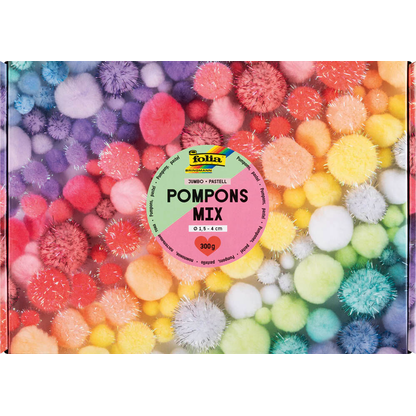 Artikelbild 4 für folia Pompons farbsortiert Jumbo Pastell Ø 1,5 - 4,0 cm, 900 St., Artikelnummer 692612
