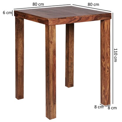Artikelbild 3 für WOHNLING Bistrotisch quadratisch Massivholz braun 80,0 x 80,0 x 110,0 cm, 1 St., Artikelnummer 539811