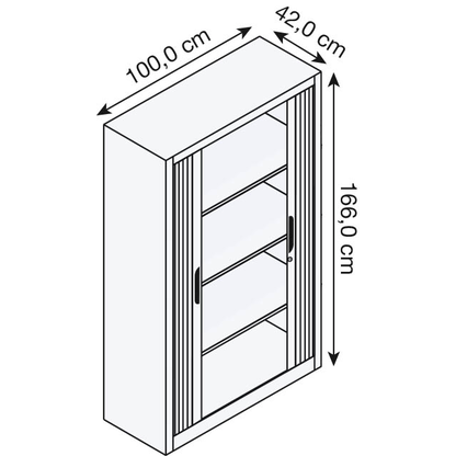 Artikelbild 2 für CP Omnispace Rollladenschrank lichtgrau 3 Fachböden 100,0 x 42,0 x 166,0 cm, Artikelnummer 412268