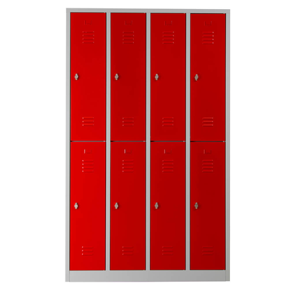 Artikelbild 2 für Gürkan Spind lichtgrau, feuerrot 106318, 8 Schließfächer 117,0 x 50,0 x 195,0 cm, Artikelnummer 562379