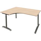 Artikelbild 1 für fm Sidney höhenverstellbarer Schreibtisch akazie Bogenform, C-Fuß-Gestell Rundrohr silber 160,0 x 80,0 cm, Artikelnummer 136451