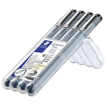 Artikelbild für STAEDTLER pigment liner 308 Fineliner schwarz 0,1 + 0,3 + 0,5 + 0,7 mm, 4 St., Artikelnummer 533077
