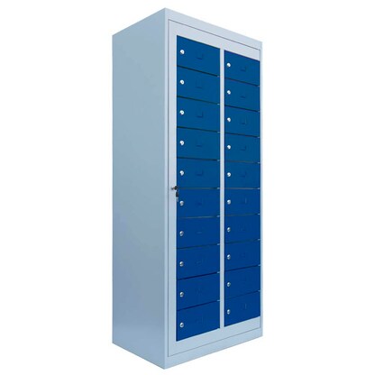 Artikelbild für LÜLLMANN Schließfachschrank enzianblau, lichtgrau 526301, 20 Schließfächer 74,0 x 50,0 x 180,0 cm, Artikelnummer 186589