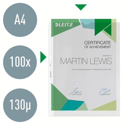 Artikelbild 3 für LEITZ Prospekthüllen 4780 DIN A4 transparent genarbt 0,13 mm, 100 St., Artikelnummer 578658