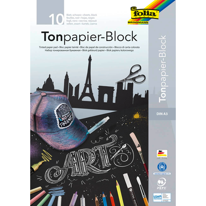 Artikelbild für folia Zeichenblock schwarz 10 Blatt DIN A3 130 g/qm, 10 Blatt, 1 Block, Artikelnummer 504201