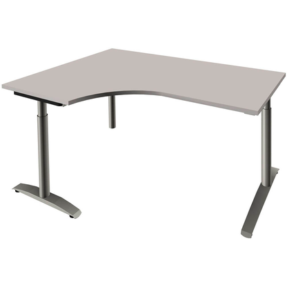 Artikelbild für fm Sidney höhenverstellbarer Schreibtisch lichtgrau Bogenform, C-Fuß-Gestell Rundrohr silber 160,0 x 80,0 cm, Artikelnummer 136467