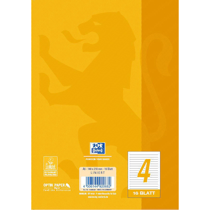 Artikelbild 4 für OXFORD Schulheft Lineatur 4 liniert DIN A5 ohne Rand, 16 Blatt, 1 St., Artikelnummer 280364