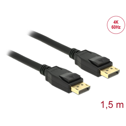 Artikelbild für DeLOCK DisplayPort 1.2 Kabel 4K 60 Hz 1,5 m schwarz, 1 St., Artikelnummer 895153