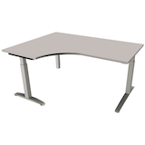 Artikelbild 1 für fm Sidney höhenverstellbarer Schreibtisch lichtgrau Bogenform, C-Fuß-Gestell Quadratrohr silber 160,0 x 80,0 cm, Artikelnummer 136517