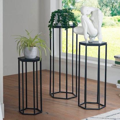 Artikelbild 4 für WOHNLING Beistelltische-Set sechseckig Massivholz schwarz, 3 St., Artikelnummer 166909