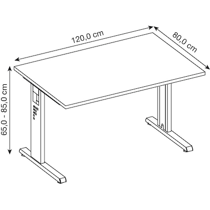 Artikelbild 2 für HAMMERBACHER OS 12 höhenverstellbarer Schreibtisch buche rechteckig, C-Fuß-Gestell silber 120,0 x 80,0 cm, Artikelnummer 656722