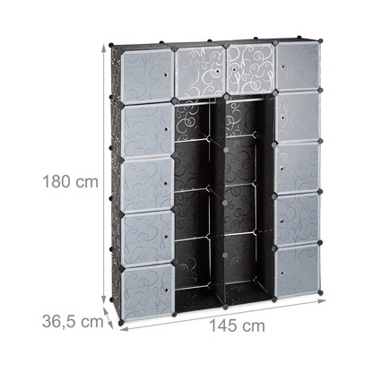 Artikelbild 2 für relaxdays Kleiderschrank, 10021971_46 schwarz, transparent 145,0 x 36,5 x 180,0 cm, 1 St., Artikelnummer 522153