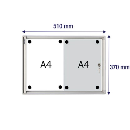 Artikelbild 9 für FRANKEN Schaukasten X-tra!Line silber 2x DIN A4 37,0 x 3,0 x 51,0 cm, 1 St., Artikelnummer 533897