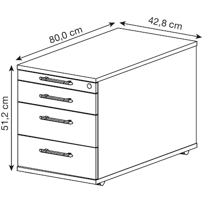 Artikelbild 2 für HAMMERBACHER Solid TC30 Rollcontainer buche 4 Auszüge 42,8 x 80,0 x 51,2 cm, Artikelnummer 293504