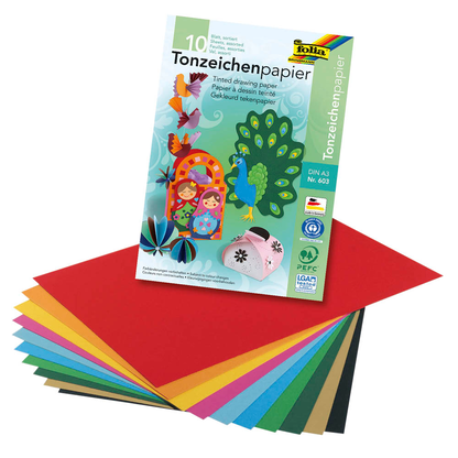 Artikelbild für folia Tonpapier farbsortiert 130 g/qm 10 Blatt, Artikelnummer 155919