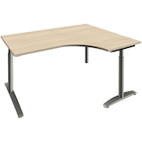 Artikelbild 1 für fm Sidney höhenverstellbarer Schreibtisch akazie Bogenform, C-Fuß-Gestell Rundrohr silber 160,0 x 80,0 cm, Artikelnummer 137461