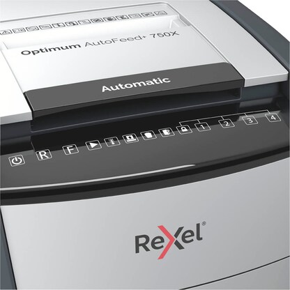 Artikelbild 9 für Rexel Optimum AutoFeed+ 750X Aktenvernichter mit Partikelschnitt P-4, 4 x 28 mm, schwarz, Artikelnummer 429831