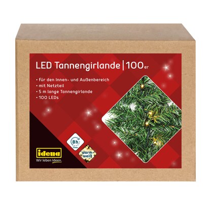Artikelbild 8 für Idena Tannengirlande 100er LED Lichterkette grün 5,0 m, 1 St., Artikelnummer 761854