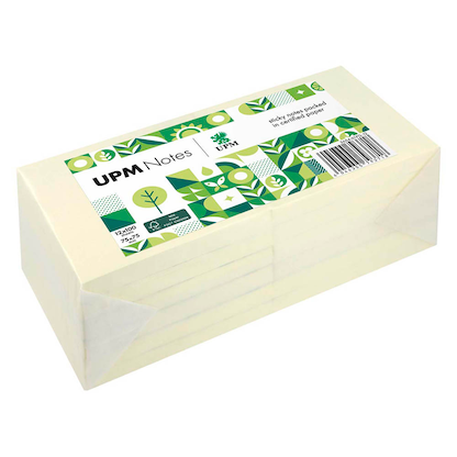 Artikelbild für UPM Notes Haftnotizen doppelte Haftung gelb, 12 Blöcke, Artikelnummer 430466