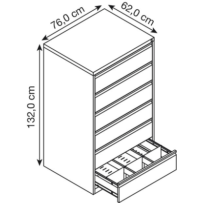 Artikelbild 2 für Gürkan Karteischrank reinweiß 6 Schubladen 76,0 x 62,0 x 132,0 cm, 1 St., Artikelnummer 381814