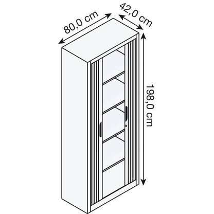 Artikelbild 2 für CP Omnispace Rollladenschrank lichtgrau 4 Fachböden 80,0 x 42,0 x 198,0 cm, Artikelnummer 412458