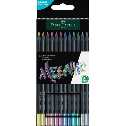 Artikelbild für FABER-CASTELL Black Edition Metallic Buntstifte farbsortiert, 12 St., Artikelnummer 278006