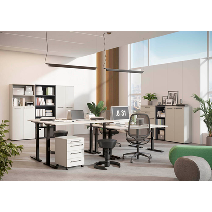 Artikelbild 7 für GERMANIA Agenda Office höhenverstellbarer Schreibtisch lichtgrau rechteckig, C-Fuß-Gestell schwarz 180,0 x 80,0 cm, Artikelnummer 385199