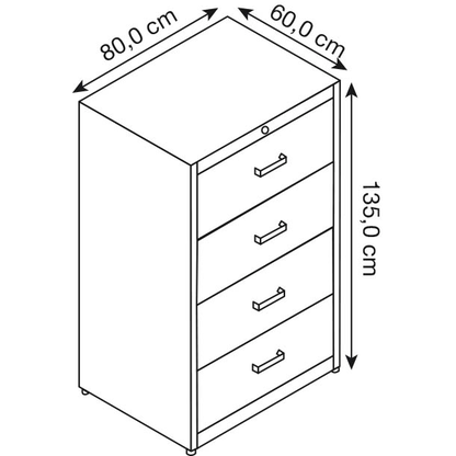 Artikelbild 2 für mauser client entry Hängeregistraturschrank reinweiß 4 Schubladen 80,0 x 60,0 x 135,0 cm, 1 St., Artikelnummer 259376
