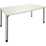 Artikelbild 1 für fm Konferenztisch fastline weiß Tonnenform, 4-Fuß-Gestell silber, 180,0 x 80,0/90,0 x 68,0 - 82,0 cm, Artikelnummer 351967