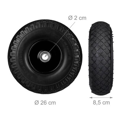 Artikelbild 2 für relaxdays Sackkarrenräder luftbereift schwarz Stahl Felgen, Achse 2,0 cm, Artikelnummer 452257