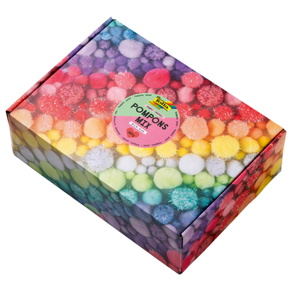Artikelbild 2 für folia Pompons farbsortiert Jumbo Pastell Ø 1,5 - 4,0 cm, 900 St., Artikelnummer 692612