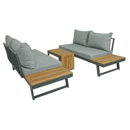 Artikelbild 4 für Garden Pleasure Loungegruppe FELICE grau, anthrazit Holz, Metall, 11-teilig, Artikelnummer 134781