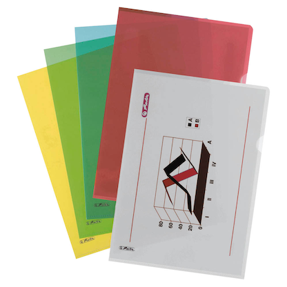 Artikelbild 2 für AKTION: herlitz Sichthüllen DIN A4 farbsortiert genarbt 0,19 mm, 10 St., Artikelnummer 794617