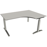 Artikelbild 1 für fm Sidney höhenverstellbarer Schreibtisch lichtgrau Bogenform, C-Fuß-Gestell Quadratrohr silber 160,0 x 80,0 cm, Artikelnummer 137523