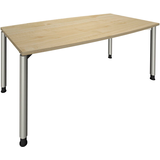 Artikelbild 1 für fm Konferenztisch fastline königsahorn Tonnenform, 4-Fuß-Gestell silber, 180,0 x 80,0/90,0 x 68,0 - 82,0 cm, Artikelnummer 351951