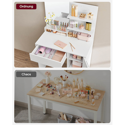 Artikelbild 6 für VASAGLE Schminktisch rechteckig Melamin, Spanplatte weiß 80,0 x 40,0 x 132,0 cm, 1 St., Artikelnummer 438537