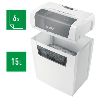 Artikelbild 9 für LEITZ IQ Home Aktenvernichter mit Partikelschnitt P-4, 4 x 28 mm, bis 6 Blatt, weiß, Artikelnummer 435877
