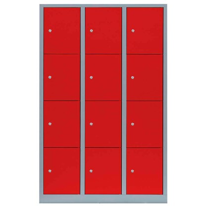 Artikelbild 2 für LÜLLMANN Schließfachschrank feuerrot, lichtgrau 523434, 12 Schließfächer 118,5 x 50,0 x 180,0 cm, Artikelnummer 185928