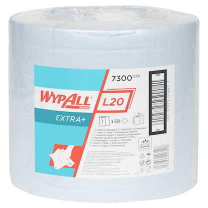 Artikelbild für WYPALL Putztuchrolle L20 EXTRA+ 2-lagig blau, 500 Blätter, 1 Rolle, Artikelnummer 500868